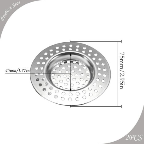 Kitchen Sink Strainer, Stainless Steel Fine Mesh Filter, 2 Pack for Bathroom & Kitchen Drain (77mm) 1