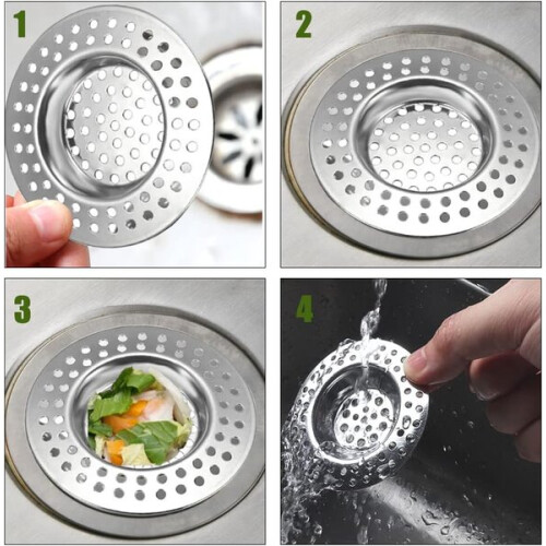 Kitchen Sink Strainer, Stainless Steel Fine Mesh Filter, 2 Pack for Bathroom & Kitchen Drain (77mm) 2