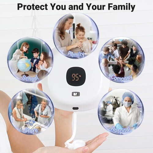 Automatic Soap Dispenser, Touchless Foam Soap Dispenser with Rechargeable Battery for Wall Mounting 1