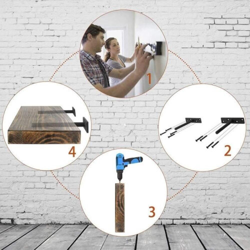 Invisible shelf bracket - Not specified - 4 pieces - Black - Metal - Easy assembly 2