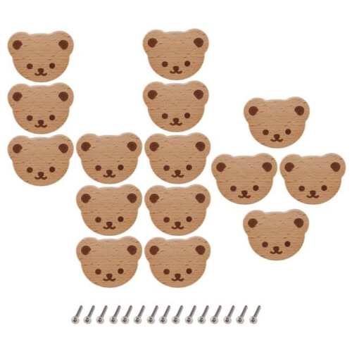 15 Furniture Knobs, Wooden Drawer Knobs, Wooden Cupboard Knobs, Bear Drawer Knobs for Children, Dresser, Drawers 2
