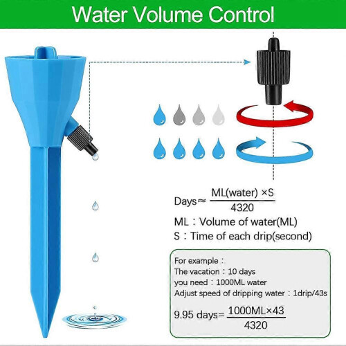 Self Watering Spikes System 12PCS with Adjustable Flow Control Valve for Plant Drip Irrigation 2