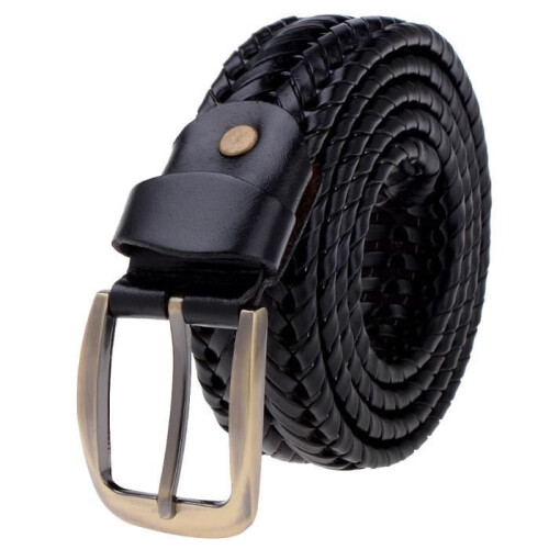 Women's Braided Belt in Black Cowhide Leather 1