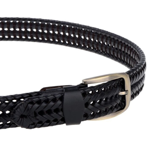 Women's Braided Belt in Black Cowhide Leather 2