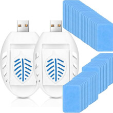 USB odpuzovač komárů do zásuvky, 2 kusy, přenosný lapač komárů se 90 tabletami, elektrický do interiéru, kompaktní