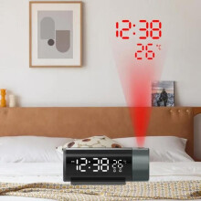 Alarm clock - Digital alarm clock - Projection alarm clock - Desk clock - Digital alarm clock with projection - 180 rotation -