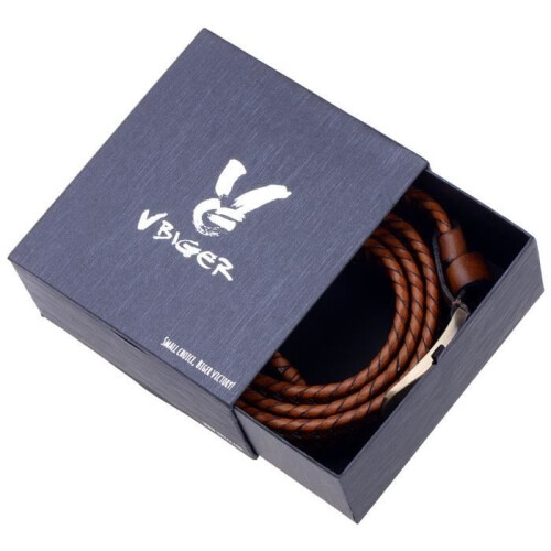 Women's Braided Cowhide Leather Belt Brown 2