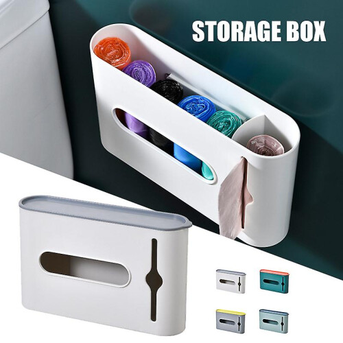 Wall Mounted Plastic Garbage Bag Dispenser Holder, Storage Box for Bathroom Kitchen 1