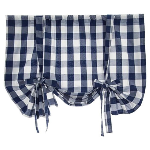 Curtains - Gingham - Valances - Blue - 80x140cm - Blackout - Country Style 1