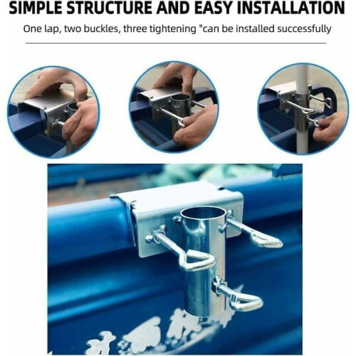 Parasol Support - Balcony Railing - Fixing Clip - Space-Saving - Metal and Plastic 2