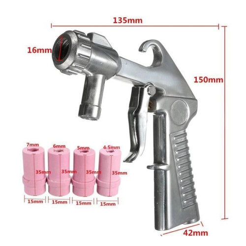 Pneumatic Sandblasting Gun for Stripping + 4 Ceramic Nozzles (4-5-6-7mm) 2