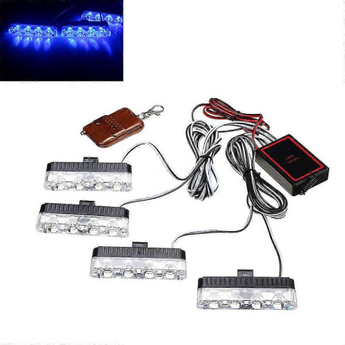 Car Front Grille Emergency Flash Warning Light Led Strobe Lamp 3 Mode For Police
