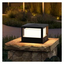 15-W-LED-Stehleuchte für den Außenbereich, Aluminium, IP65, warmweiß, ideal für Gartenwege, schwarz