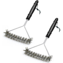 Escova de limpeza triangular em aço inoxidável para limpeza de grelhas de churrasco, acessórios de limpeza