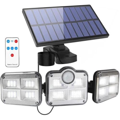 MORI YOSHIDA Ηλιακό Επιτοίχιο Φωτιστικό LED 3 Κεφαλών 122 LED με Αισθητήρα Κίνησης