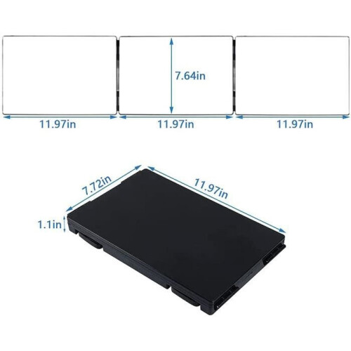Three-sided folding mirror with hook - Self-cut mirror - Black - Glass and ABS - 34cm 1