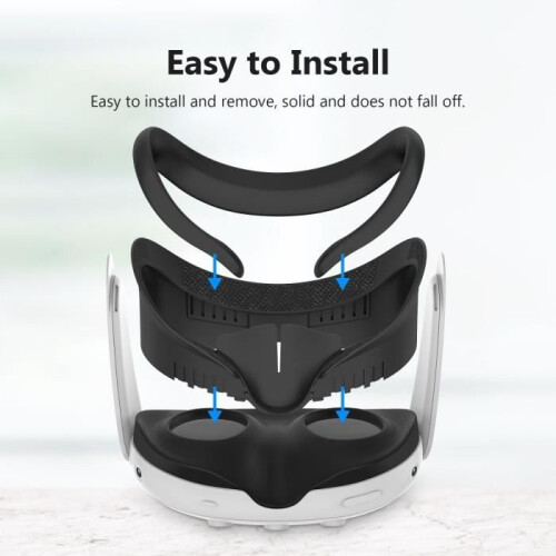 Face cover for Meta Quest 3 VR headset, washable replacement mask ABS + PU 2