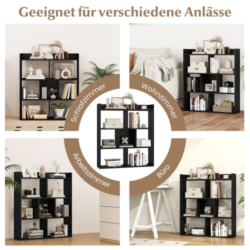 Bookshelf with 7 Cubes, 80x20x90 cm, Black 2