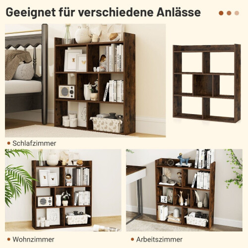 Bookshelf with 7 Cubes, 80x20x90 cm, Coffee Finish 2