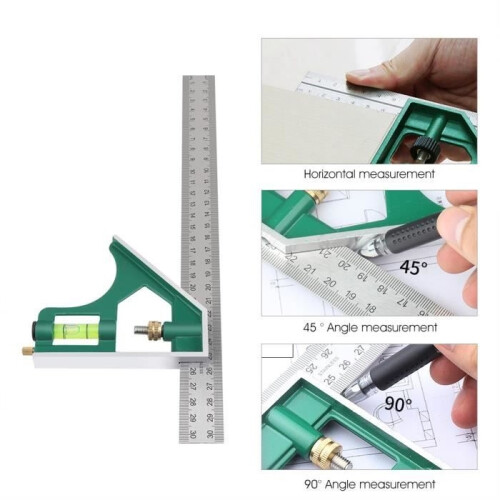 300mm 45/90 Degree Multifunctional Combination Square Angle Ruler with Bubble Level 2