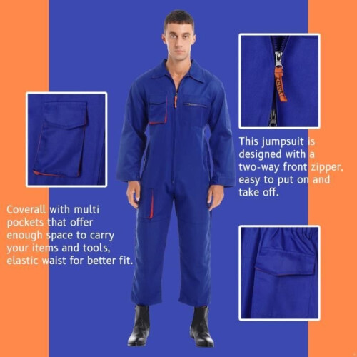 Men's Work Overalls - YONGHS - Multi-Pocket Zippered - Blue 2
