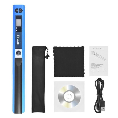 Portable Wireless Document Scanner A4 900DPI JPG/PDF Format LCD Display with Bag for Office School Blue (CD) 2