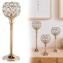 Goldenes Teelicht-Kandelaber-Set, 3-teilig, hohe Votivkerzenhalter