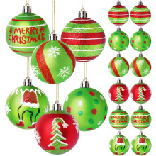 Weihnachtskugeln, rot-grün glitzernd, 12 Stück