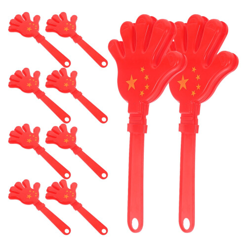 Red Plastic Hand Clappers, 10 pcs