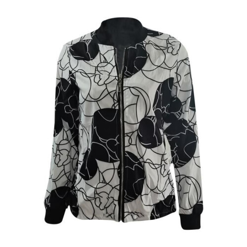 Women's jacket - Fashion - Printed - White - High collar - Long sleeves 2