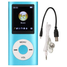 Slim MP3 Player with 1.8 Inch LCD, 64GB Storage, Blue Aluminum Alloy Portable Music Player