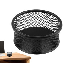 Organiseur de bureau avec porte-trombones en maille, noir, 9 x 3,5 cm