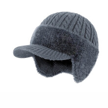 Gorro de tricô 3 em 1 à prova de frio com protetor de orelhas – Cinza