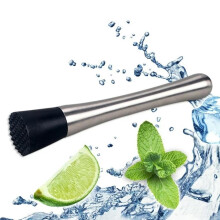 Mortero de acero inoxidable para hielo con punta de silicona, 21 cm