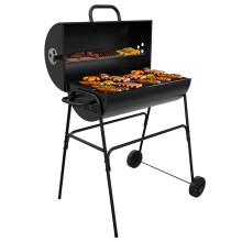 Barrel BBQ Charcoal Grill Portable Trolley Smoker