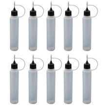 Tűhegyű kézműves üveg – átlátszó műanyag, 5ml–100ml, 10 db