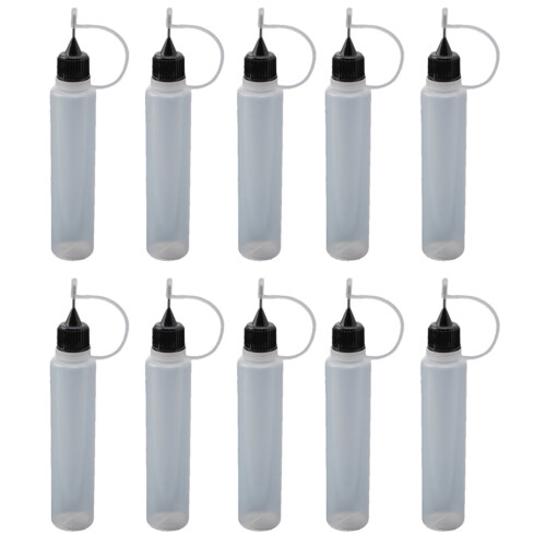 Flacone per lavori creativi con punta ad ago – Plastica trasparente, 5 ml–100 ml, 10