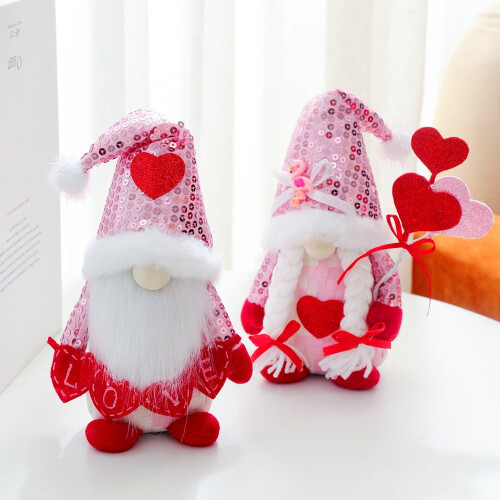 2er-Pack Valentinstags-Gnome-Plüschtiere – Skandinavischer Tomte-Elf