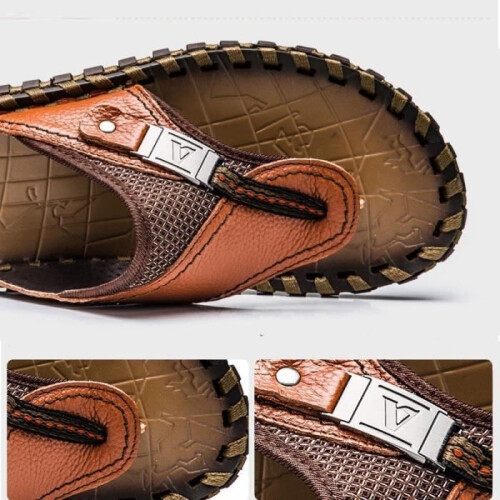 Men's Leather Flip-Flops - Non-Slip - Comfortable for Pool and Beach 2