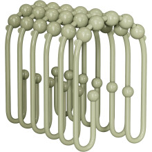 Crochets de rideau de douche vert sauge en métal antirouille, lot de 12