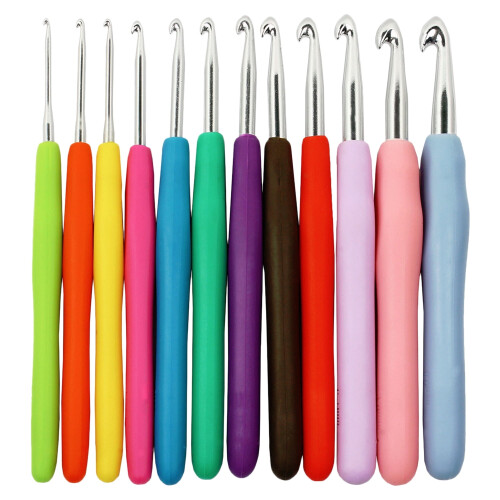 Conjunto de 12 agulhas de crochê ergonômicas, de 2 a 8 mm
