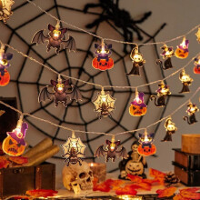 Halloween-valosarja 10 jalkaa 20 LEDiä hämähäkkilepakkokurpitsalla