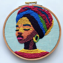 Punch Needle Kit with African Woman Design – 20x20cm,