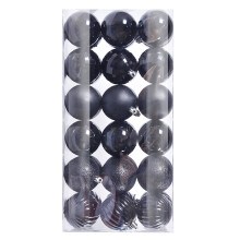 3cm Black Plastic Christmas Baubles, 36-Piece Set