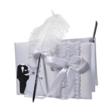 Livro de assinaturas para casamento – Capa de tecido, 40 páginas, branco