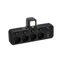 Tower-strømskinne med USB-porte og individuelle afbrydere