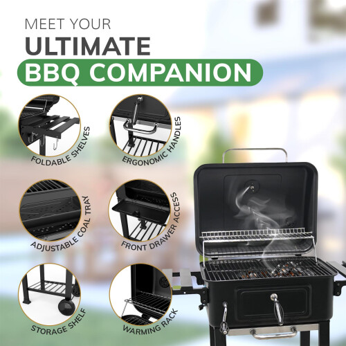 House of Home BBQ Smoker XL Grill Folding Tables Adjustable Pan 2