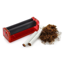 Aparat de rulat țigări pentru tutun vrac, roșu, corp din plastic translucid rezistent, compatibil cu foi de până la 70 m