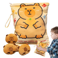 Bolsa de lanches de pelúcia em formato de capivara com 4 bonecas, 18x20cm