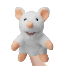 Burattino di peluche da tenere in mano, con bocca e arti mobili.
